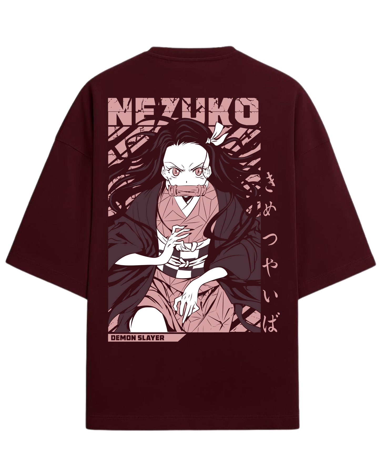 Nezuko Kamado Oversized T-Shirt | Demon Slayer Anime Graphic Tee | Premium 260 GSM Cotton Blend
