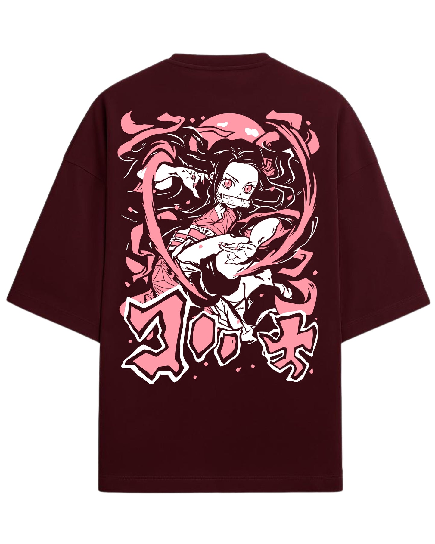 Nezuko Kamado Oversized T-Shirt | Demon Slayer Anime Graphic Tee | Premium 260 GSM Cotton Blend