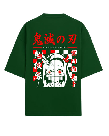 Nezuko Kamado Demon Form Oversized T-Shirt | Kimetsu no Yaiba Graphic Tee | Premium 260 GSM Cotton