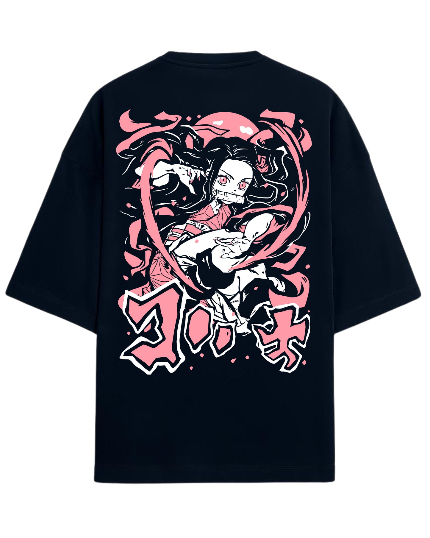Nezuko Kamado Oversized T-Shirt | Demon Slayer Anime Graphic Tee | Premium 260 GSM Cotton Blend