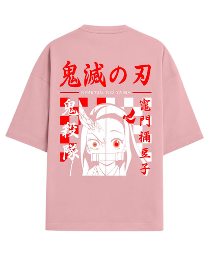 Nezuko Kamado Demon Form Oversized T-Shirt | Kimetsu no Yaiba Graphic Tee | Premium 260 GSM Cotton