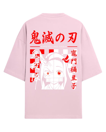 Nezuko Kamado Demon Form Oversized T-Shirt | Kimetsu no Yaiba Graphic Tee | Premium 260 GSM Cotton