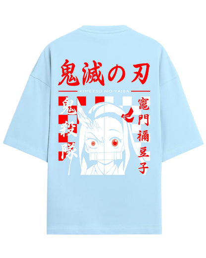 Nezuko Kamado Demon Form Oversized T-Shirt | Kimetsu no Yaiba Graphic Tee | Premium 260 GSM Cotton