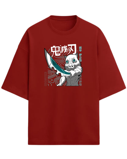 Inosuke Hashibira Beast Breathing Oversized T-Shirt | Demon Slayer Anime Graphic Tee | Premium 260 GSM Cotton