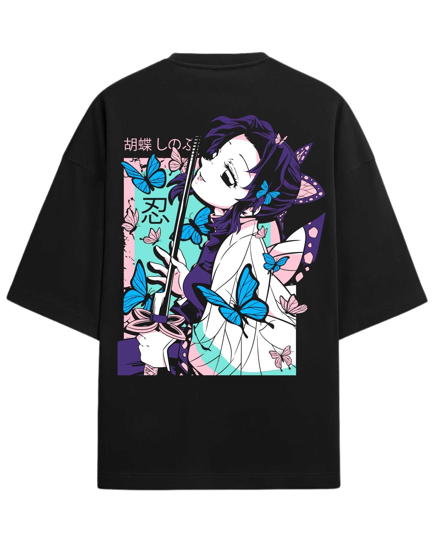 Shinobu Kocho Oversized T-Shirt | Demon Slayer Insect Hashira Anime Tee | Premium 260 GSM Cotton Blend
