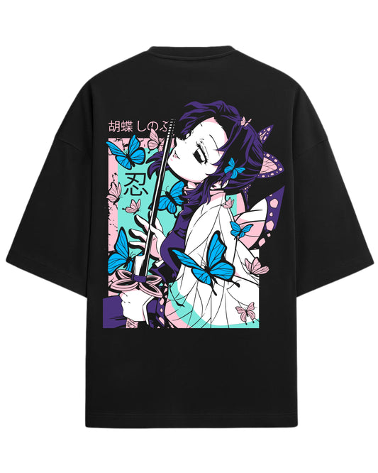 Shinobu Kocho Oversized T-Shirt | Demon Slayer Insect Hashira Anime Tee | Premium 260 GSM Cotton Blend