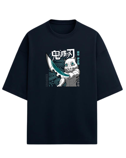 Inosuke Hashibira Beast Breathing Oversized T-Shirt | Demon Slayer Anime Graphic Tee | Premium 260 GSM Cotton