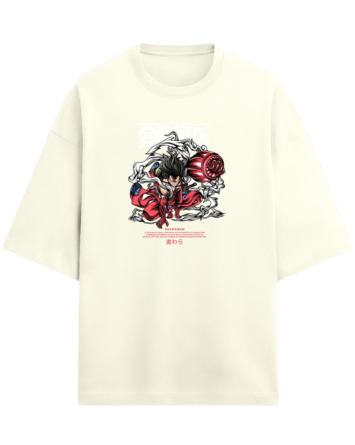 Snakeman Luffy Oversized T-Shirt | One Piece Anime Graphic Tee | Premium 260 GSM Cotton