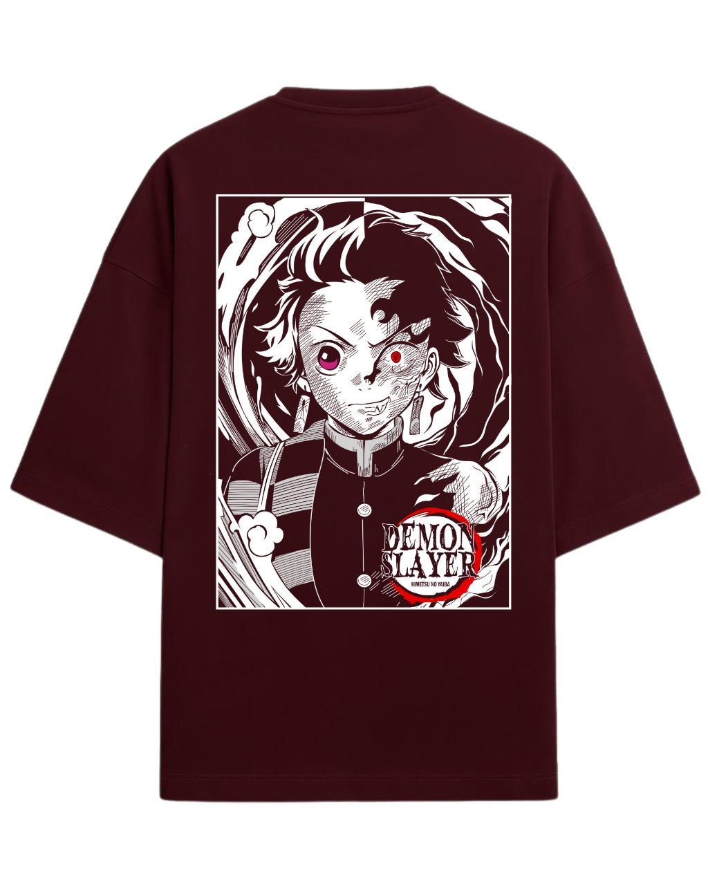 Demon Tanjiro Oversized T-Shirt | Kimetsu no Yaiba Dark Form Anime Tee | Premium 260 GSM Cotton
