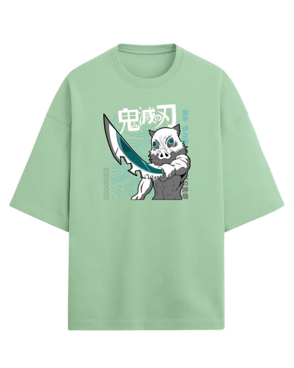 Inosuke Hashibira Beast Breathing Oversized T-Shirt | Demon Slayer Anime Graphic Tee | Premium 260 GSM Cotton