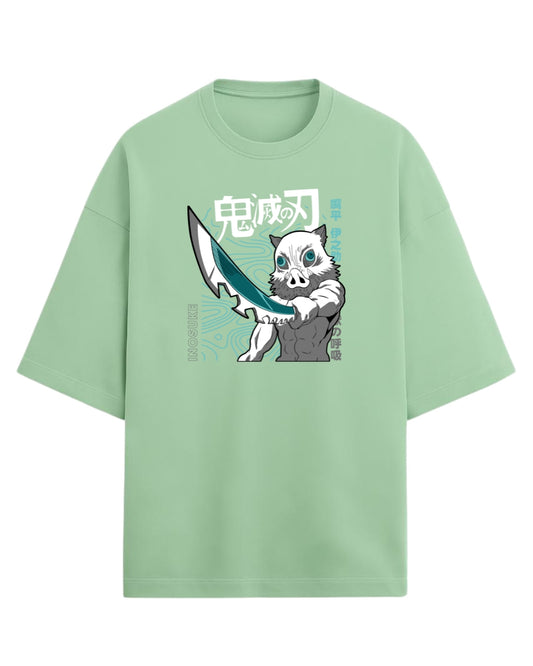 Inosuke Hashibira Beast Breathing Oversized T-Shirt | Demon Slayer Anime Graphic Tee | Premium 260 GSM Cotton