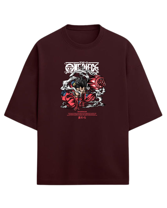 Snakeman Luffy Oversized T-Shirt | One Piece Anime Graphic Tee | Premium 260 GSM Cotton