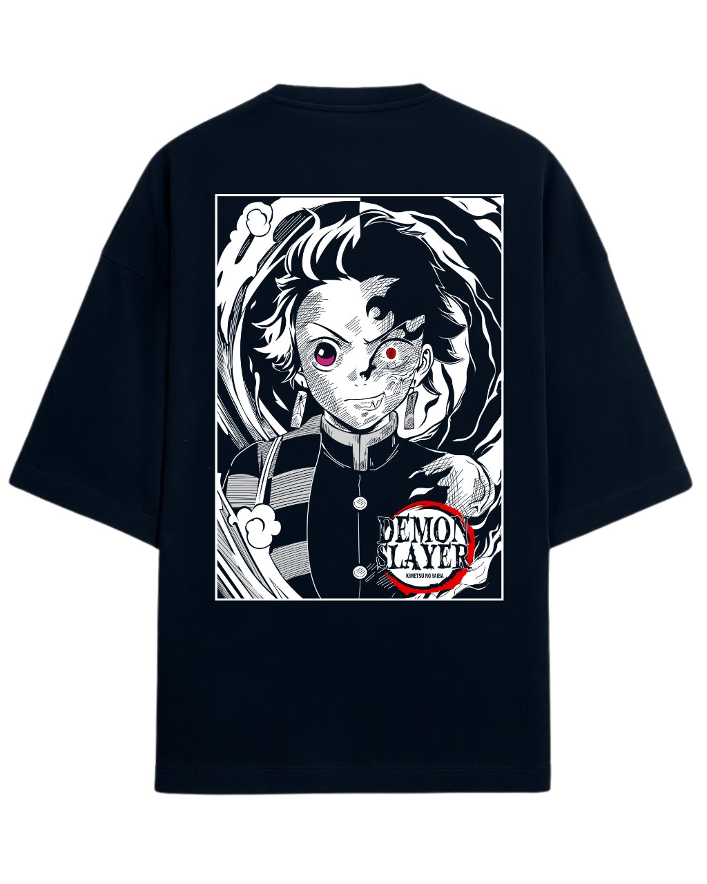 Demon Tanjiro Oversized T-Shirt | Kimetsu no Yaiba Dark Form Anime Tee | Premium 260 GSM Cotton