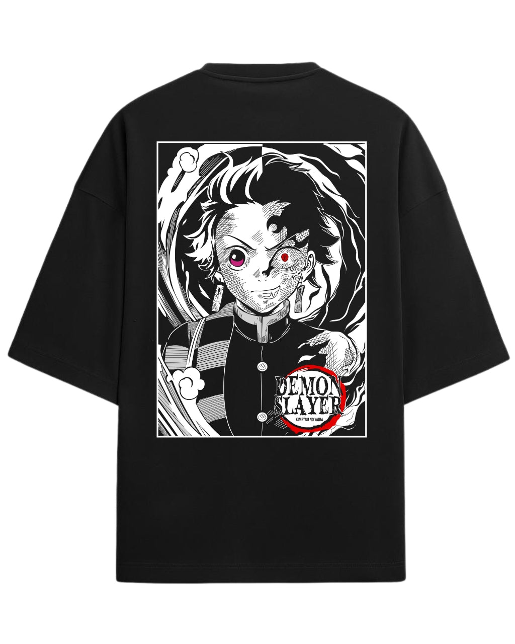 Demon Tanjiro Oversized T-Shirt | Kimetsu no Yaiba Dark Form Anime Tee | Premium 260 GSM Cotton