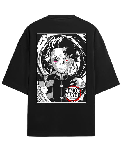 Demon Tanjiro Oversized T-Shirt | Kimetsu no Yaiba Dark Form Anime Tee | Premium 260 GSM Cotton