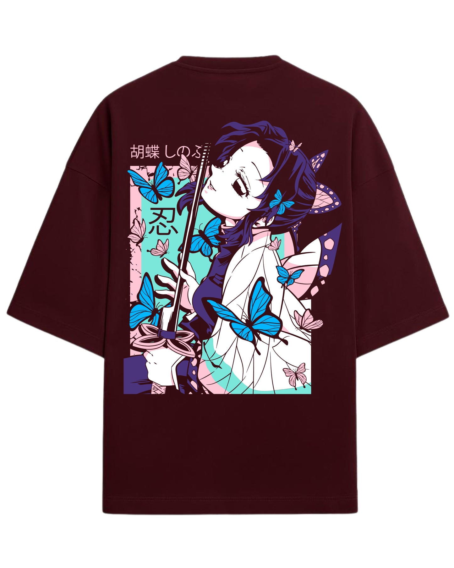 Shinobu Kocho Oversized T-Shirt | Demon Slayer Insect Hashira Anime Tee | Premium 260 GSM Cotton Blend