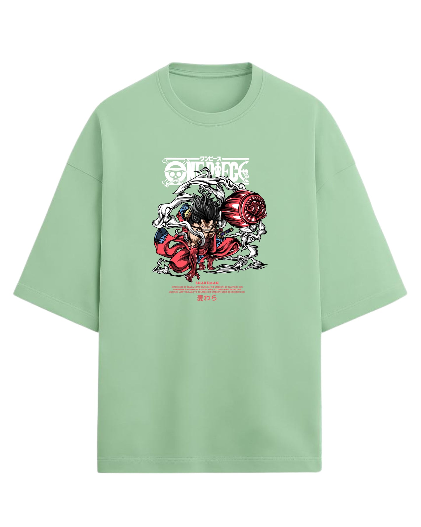 Snakeman Luffy Oversized T-Shirt | One Piece Anime Graphic Tee | Premium 260 GSM Cotton