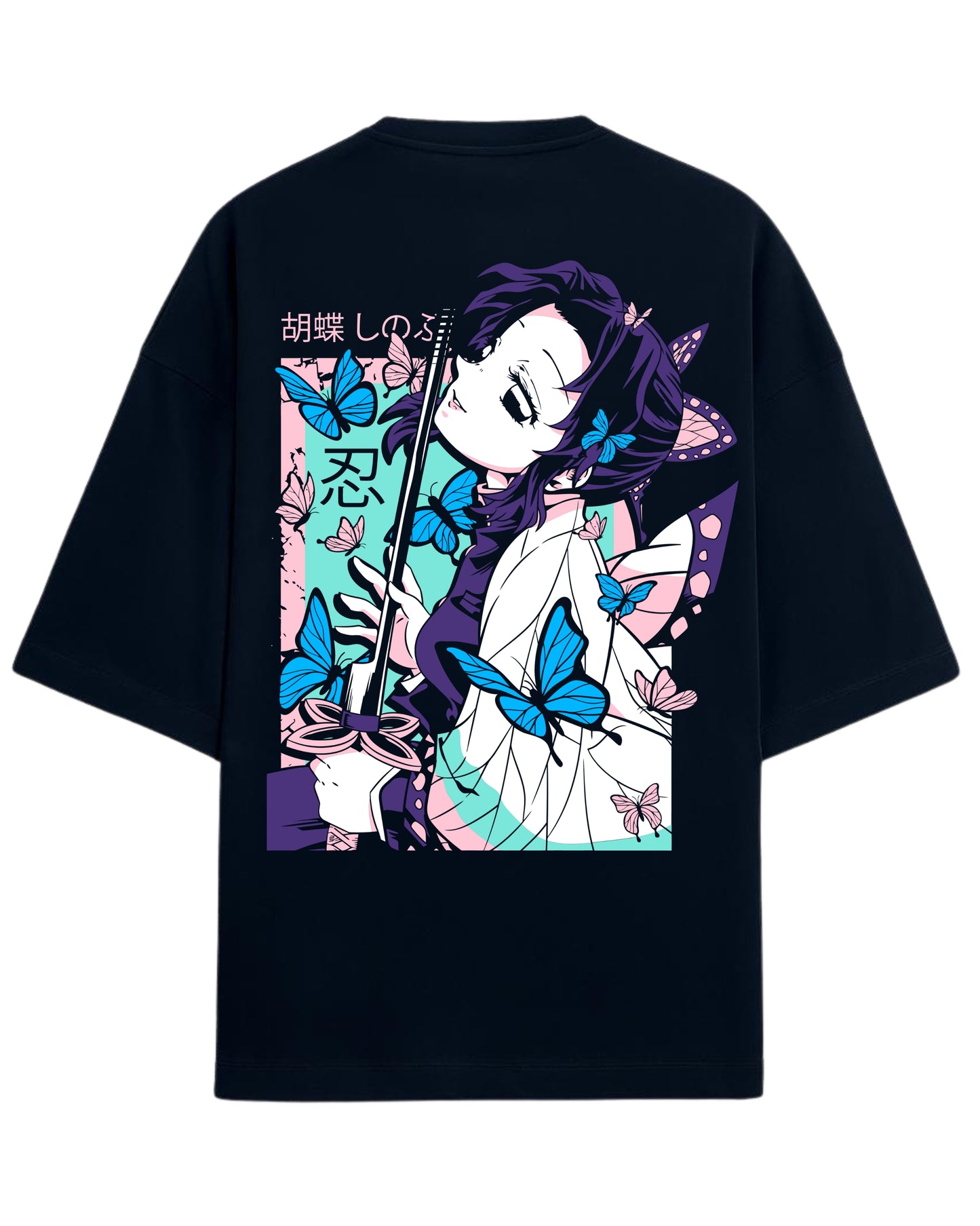 Shinobu Kocho Oversized T-Shirt | Demon Slayer Insect Hashira Anime Tee | Premium 260 GSM Cotton Blend