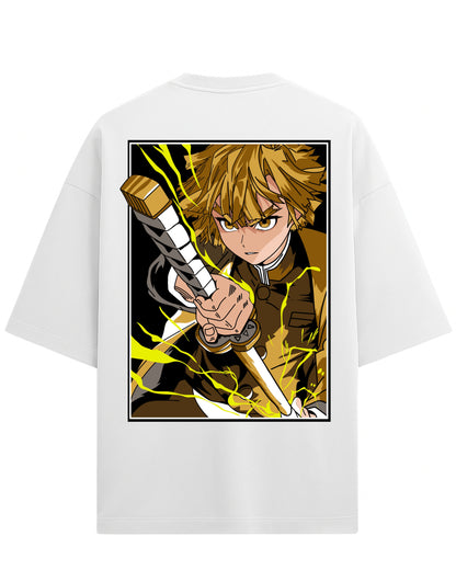 Zenitsu Agatsuma Thunder Breathing Oversized T-Shirt | Demon Slayer Anime Tee | Premium 260 GSM Cotton