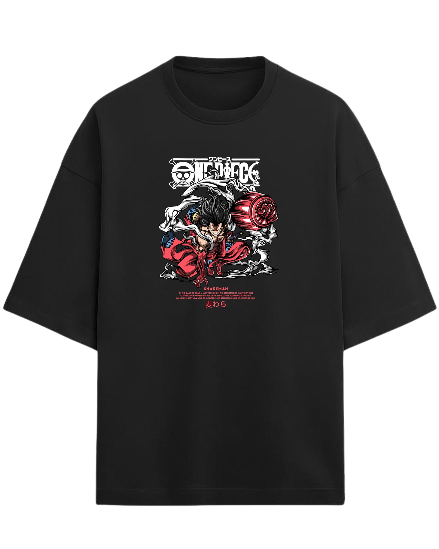 Snakeman Luffy Oversized T-Shirt | One Piece Anime Graphic Tee | Premium 260 GSM Cotton
