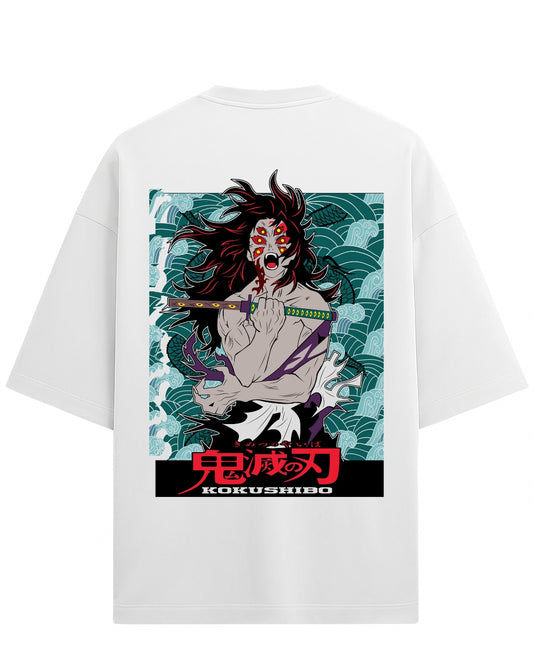 Kokushibo Six-Eyed Demon Oversized T-Shirt | Upper Moon One Demon Slayer Graphic Tee | Premium 260 GSM Cotton