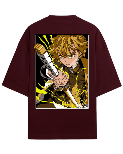 Zenitsu Agatsuma Thunder Breathing Oversized T-Shirt | Demon Slayer Anime Tee | Premium 260 GSM Cotton