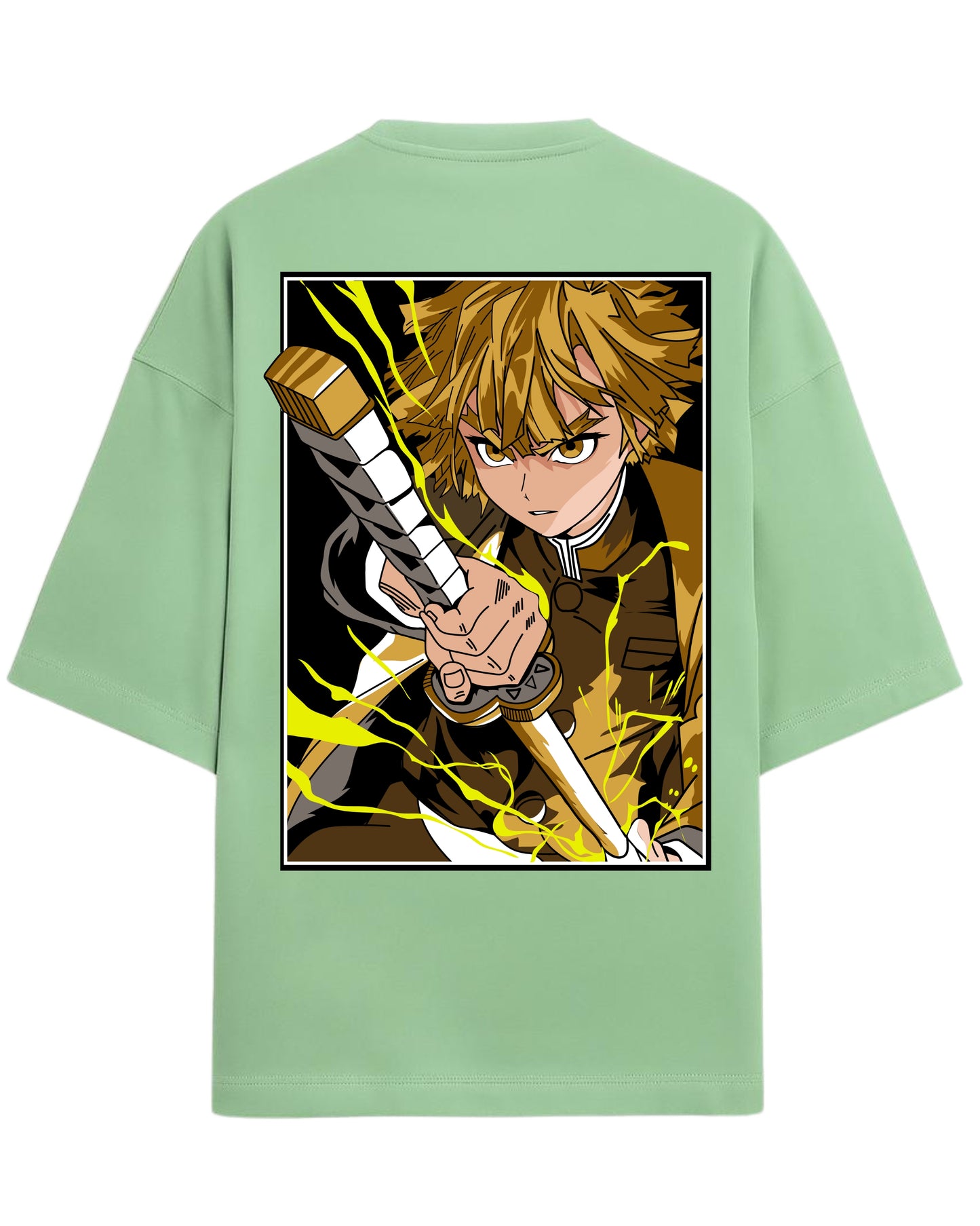 Zenitsu Agatsuma Thunder Breathing Oversized T-Shirt | Demon Slayer Anime Tee | Premium 260 GSM Cotton
