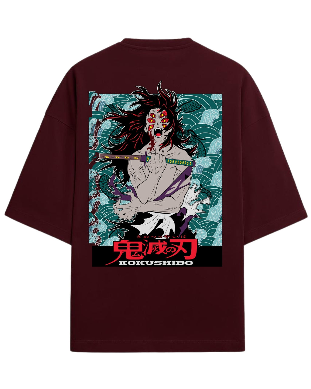 Kokushibo Six-Eyed Demon Oversized T-Shirt | Upper Moon One Demon Slayer Graphic Tee | Premium 260 GSM Cotton