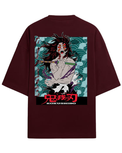 Kokushibo Six-Eyed Demon Oversized T-Shirt | Upper Moon One Demon Slayer Graphic Tee | Premium 260 GSM Cotton