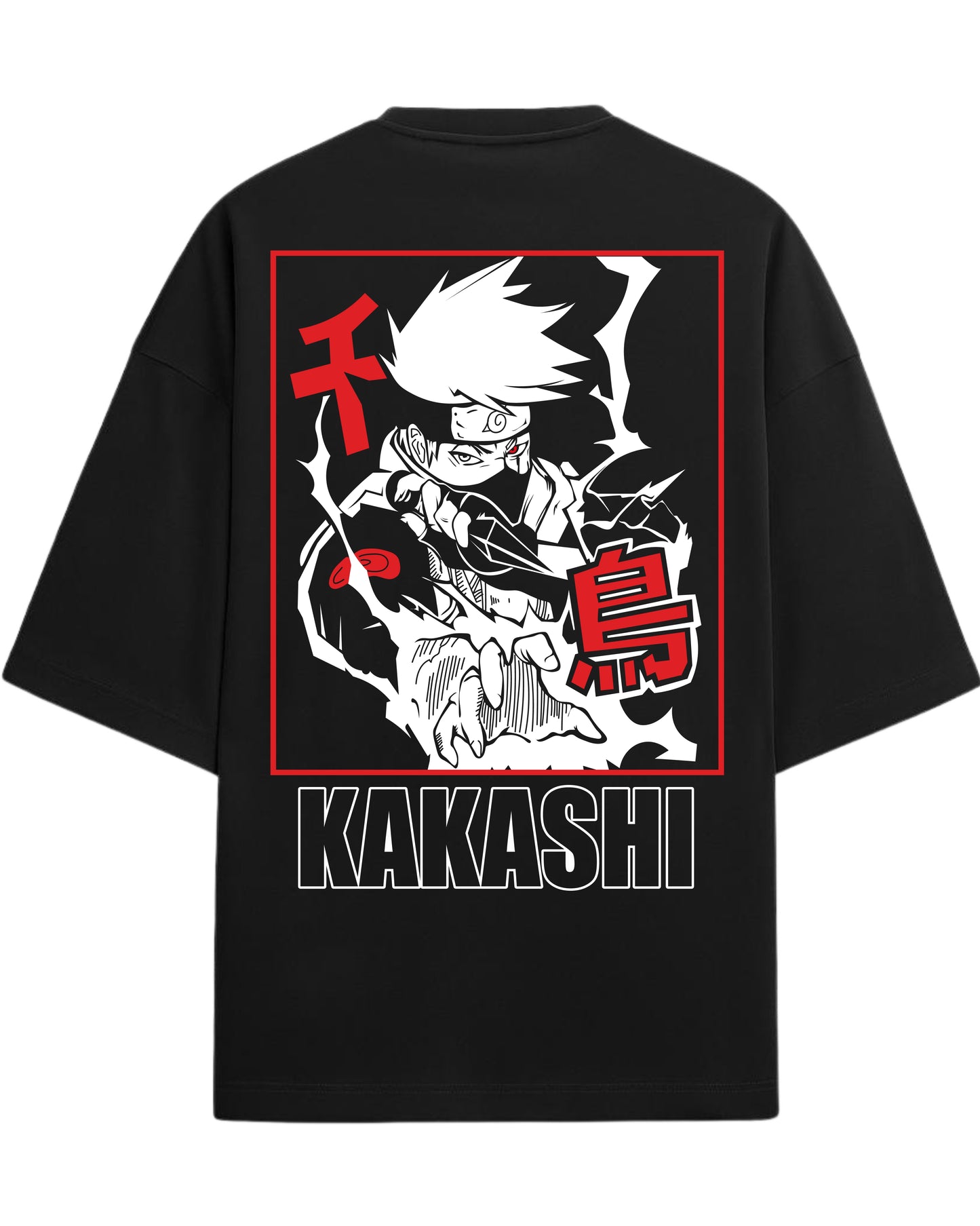 Kakashi Lightning Strike Oversized T-Shirt | Naruto Shippuden Graphic Tee | Premium 260 GSM Cotton