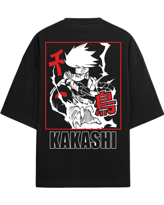 Kakashi Lightning Strike Oversized T-Shirt | Naruto Shippuden Graphic Tee | Premium 260 GSM Cotton