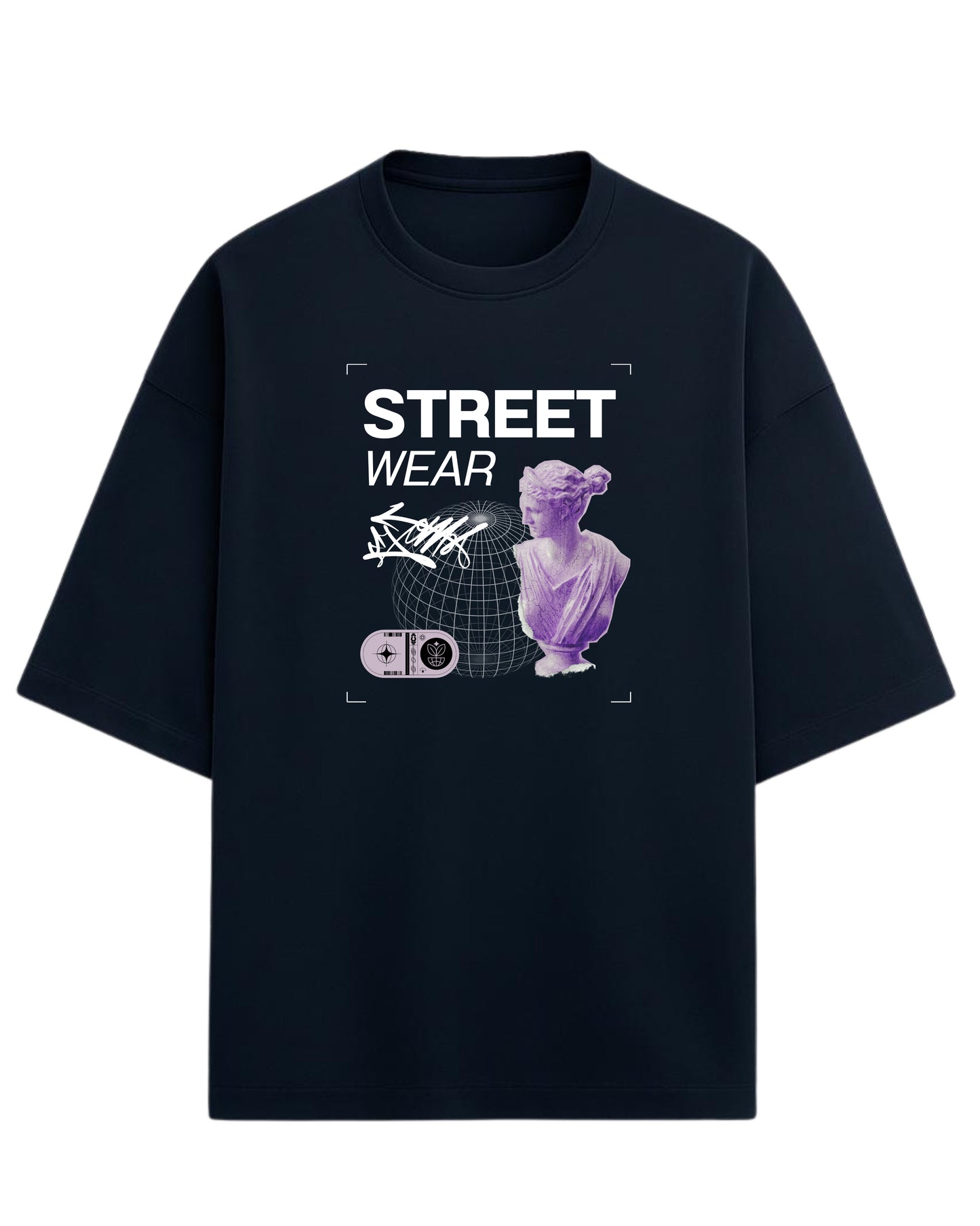 Street-Wear Oversized T-Shirt | Abstract Statue Graphic Tee | Premium 260 GSM Cotton