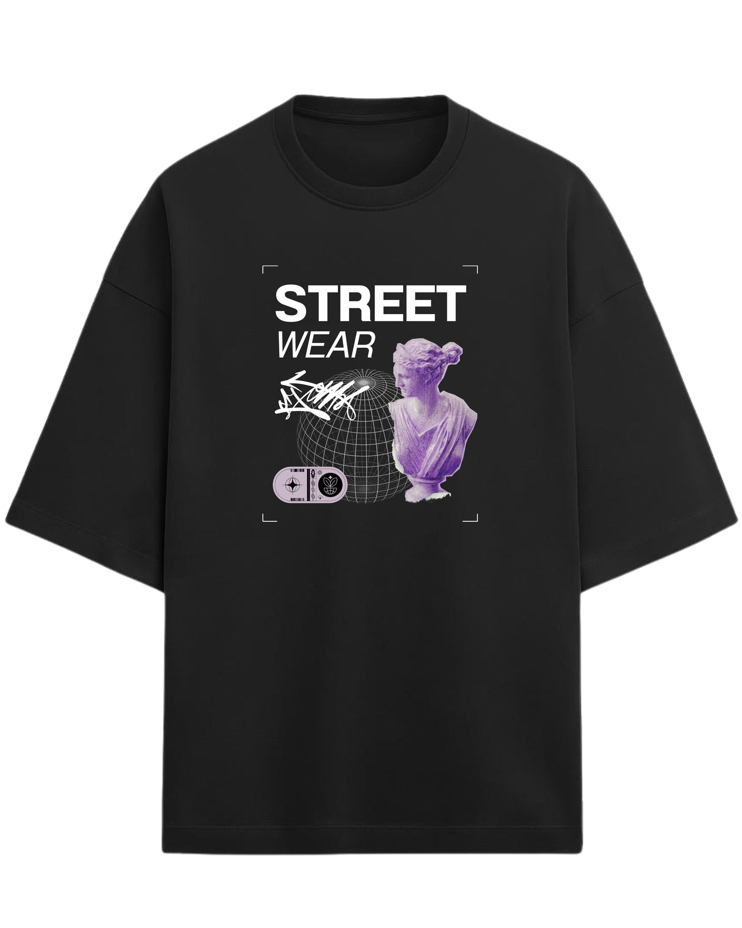 Street-Wear Oversized T-Shirt | Abstract Statue Graphic Tee | Premium 260 GSM Cotton