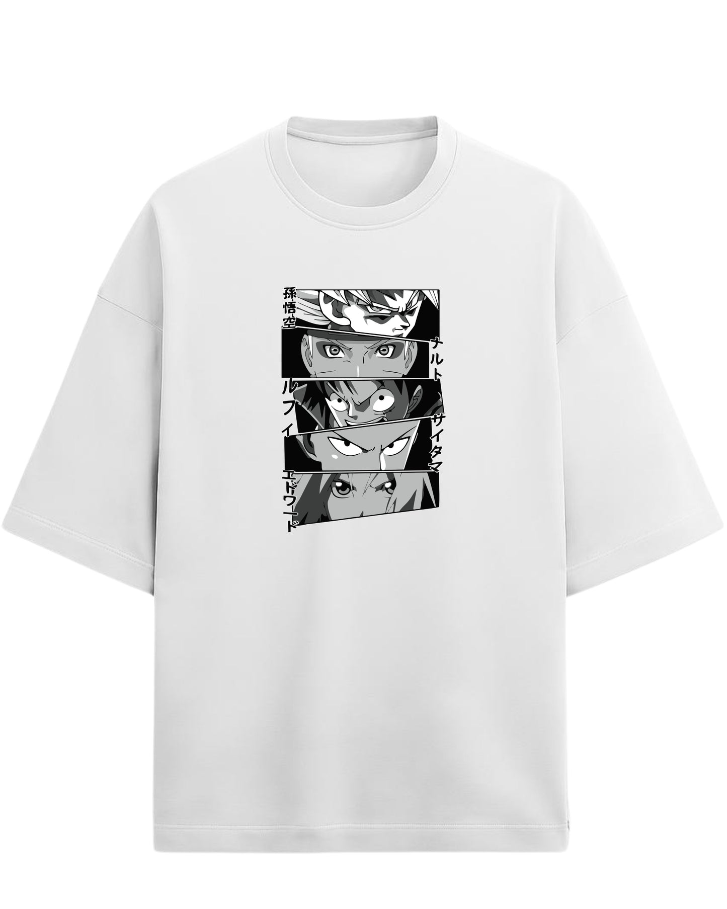 Anime Legends Eyes Collage Oversized T-Shirt | Anime Legends Graphic Tee | Premium 260 GSM Cotton