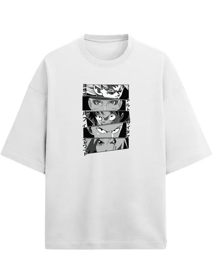 Anime Legends Eyes Collage Oversized T-Shirt | Anime Legends Graphic Tee | Premium 260 GSM Cotton