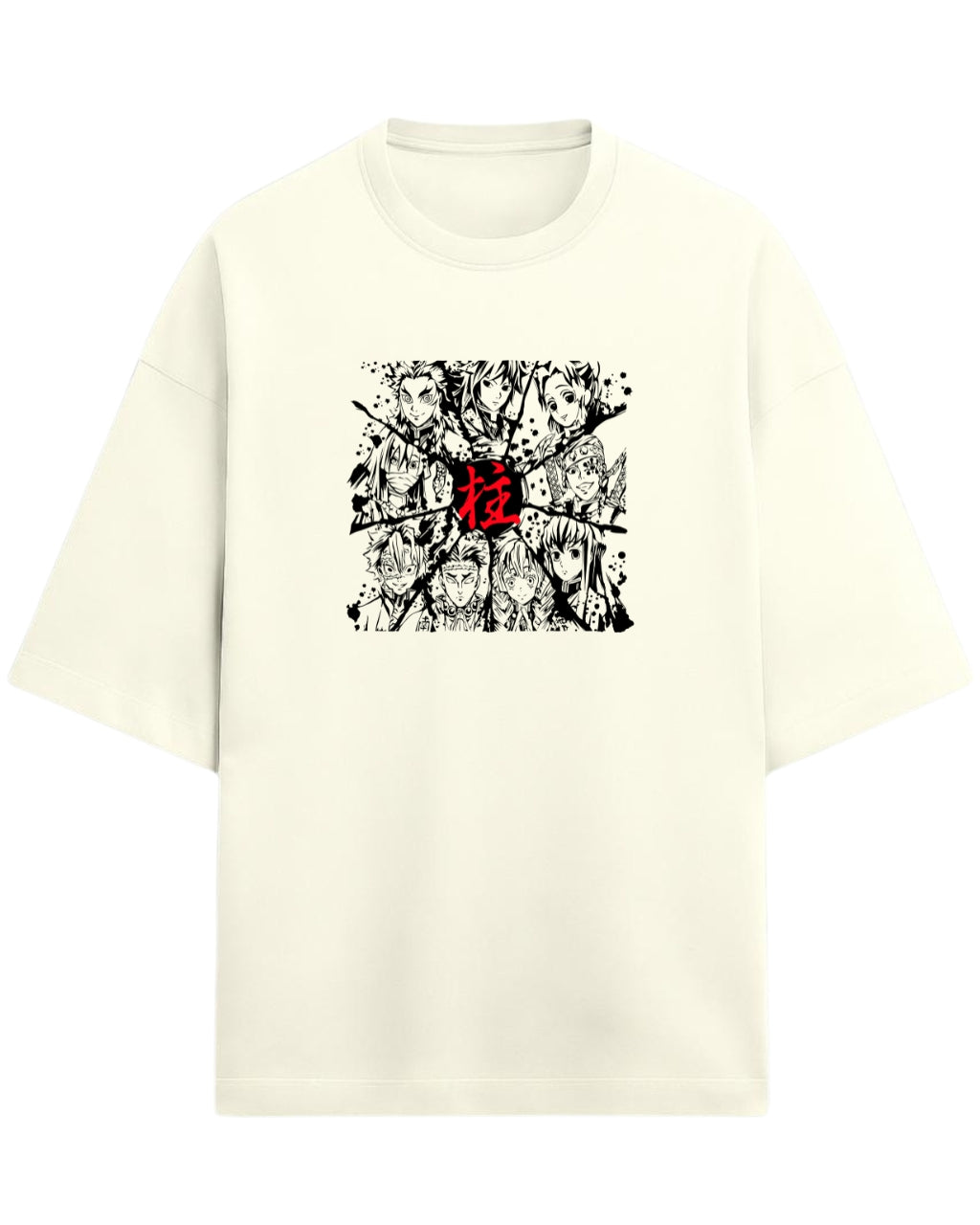 Hashira Kanji Oversized T-Shirt | Demon Slayer Minimalist Anime Tee | Premium 260 GSM Cotton