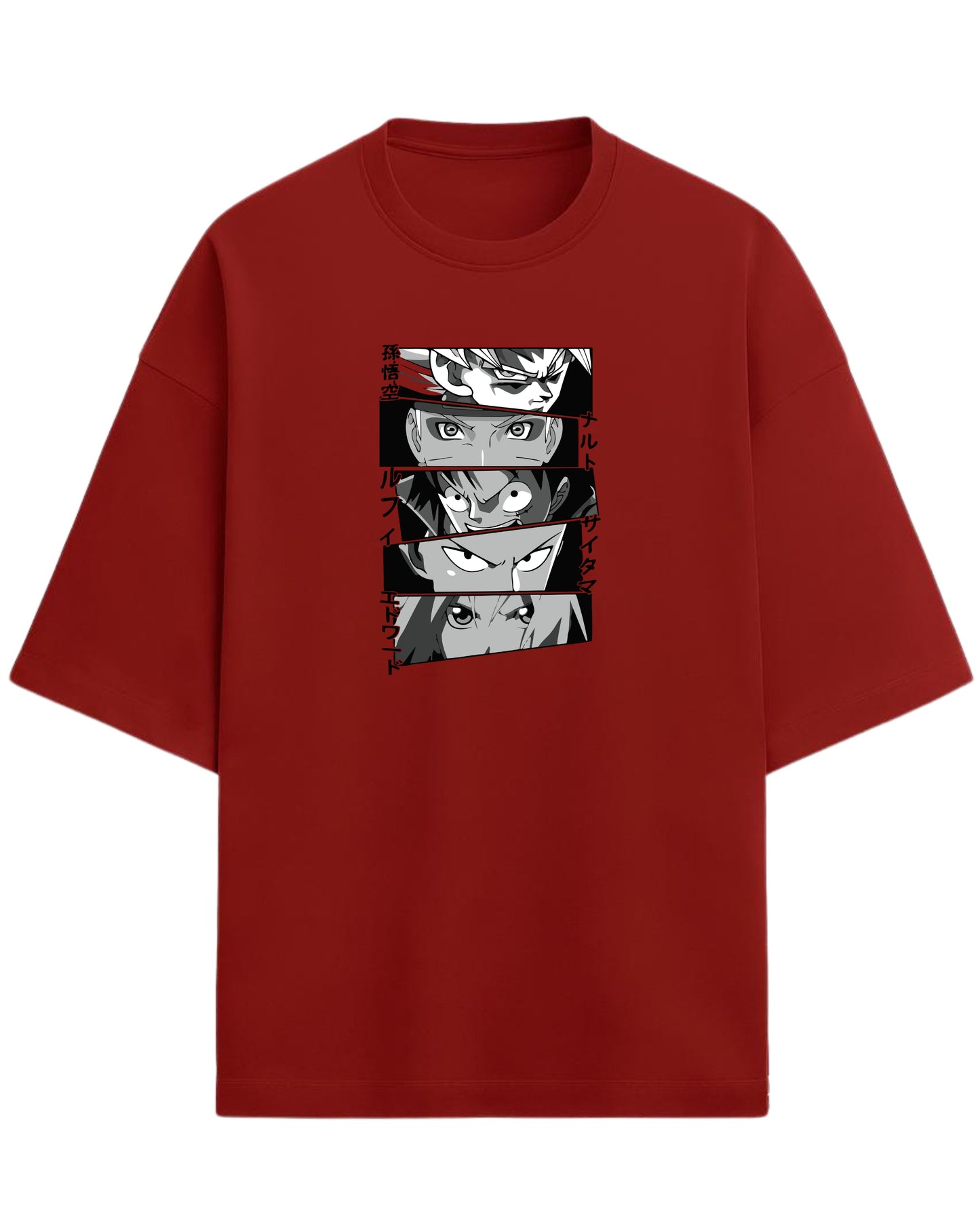 Anime Legends Eyes Collage Oversized T-Shirt | Anime Legends Graphic Tee | Premium 260 GSM Cotton