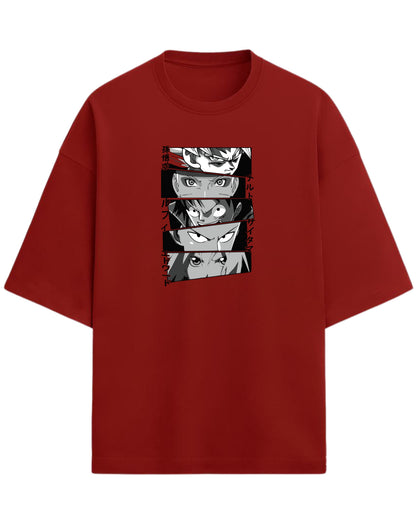 Anime Legends Eyes Collage Oversized T-Shirt | Anime Legends Graphic Tee | Premium 260 GSM Cotton