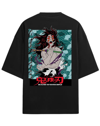 Kokushibo Six-Eyed Demon Oversized T-Shirt | Upper Moon One Demon Slayer Graphic Tee | Premium 260 GSM Cotton