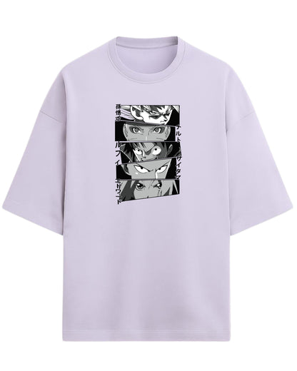 Anime Legends Eyes Collage Oversized T-Shirt | Anime Legends Graphic Tee | Premium 260 GSM Cotton