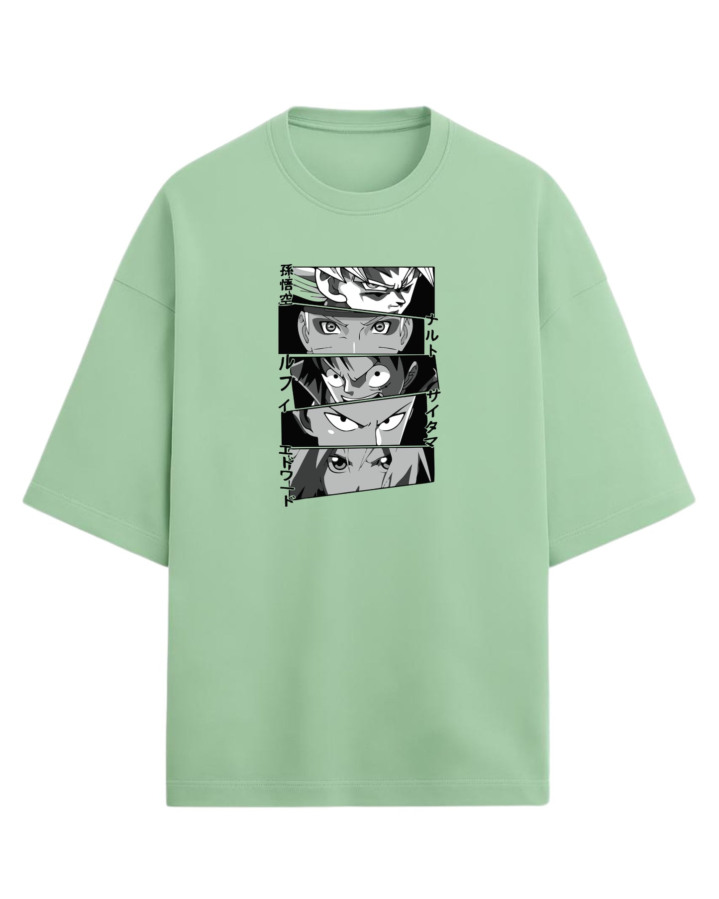 Anime Legends Eyes Collage Oversized T-Shirt | Anime Legends Graphic Tee | Premium 260 GSM Cotton