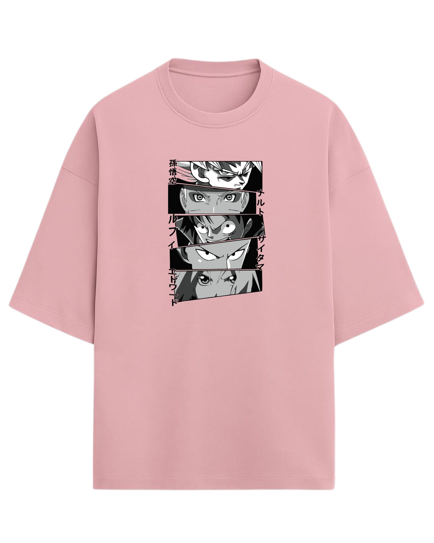 Anime Legends Eyes Collage Oversized T-Shirt | Anime Legends Graphic Tee | Premium 260 GSM Cotton