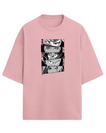 Anime Legends Eyes Collage Oversized T-Shirt | Anime Legends Graphic Tee | Premium 260 GSM Cotton
