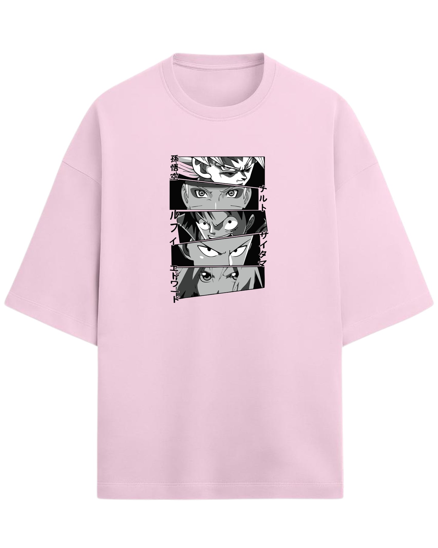 Anime Legends Eyes Collage Oversized T-Shirt | Anime Legends Graphic Tee | Premium 260 GSM Cotton