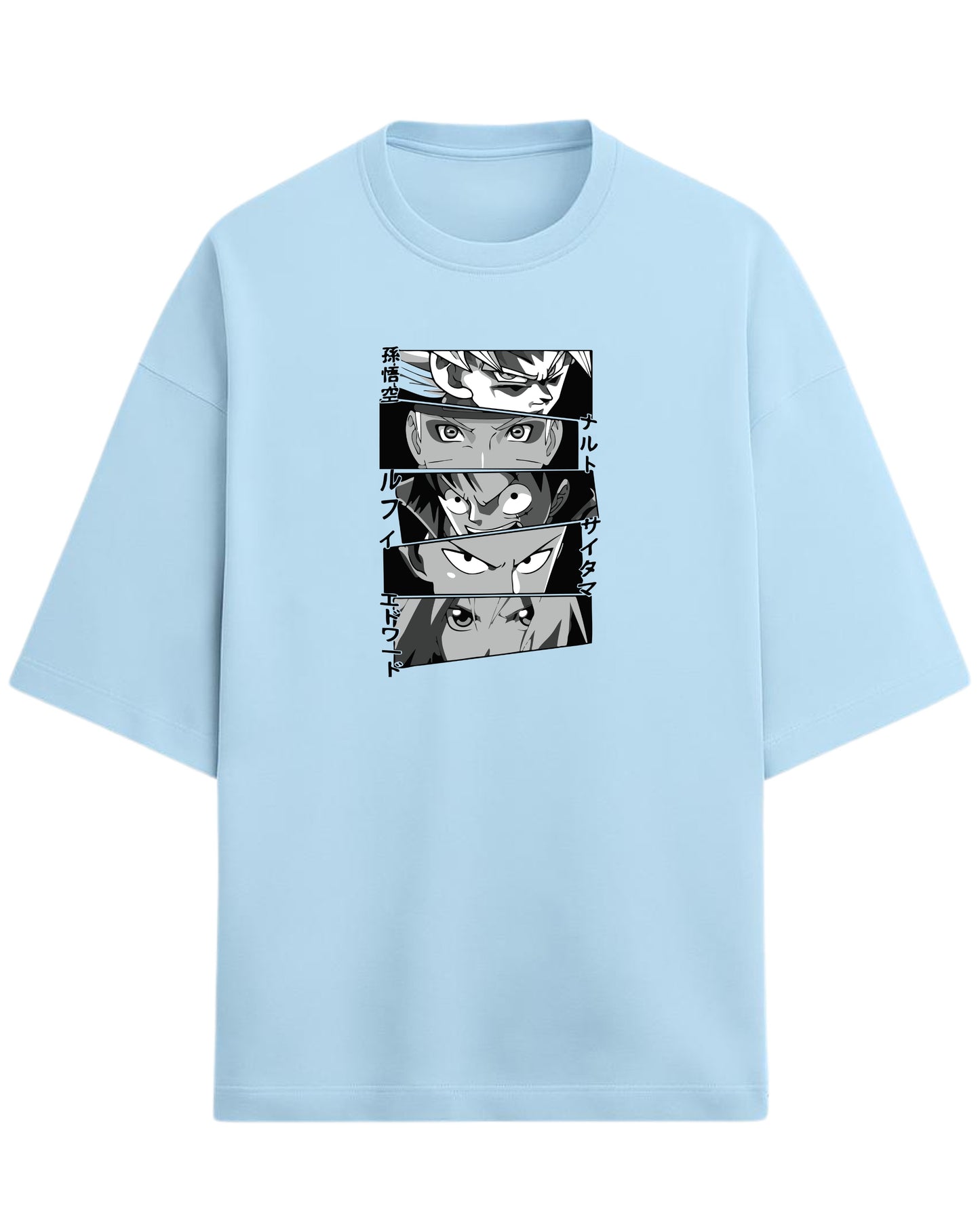 Anime Legends Eyes Collage Oversized T-Shirt | Anime Legends Graphic Tee | Premium 260 GSM Cotton
