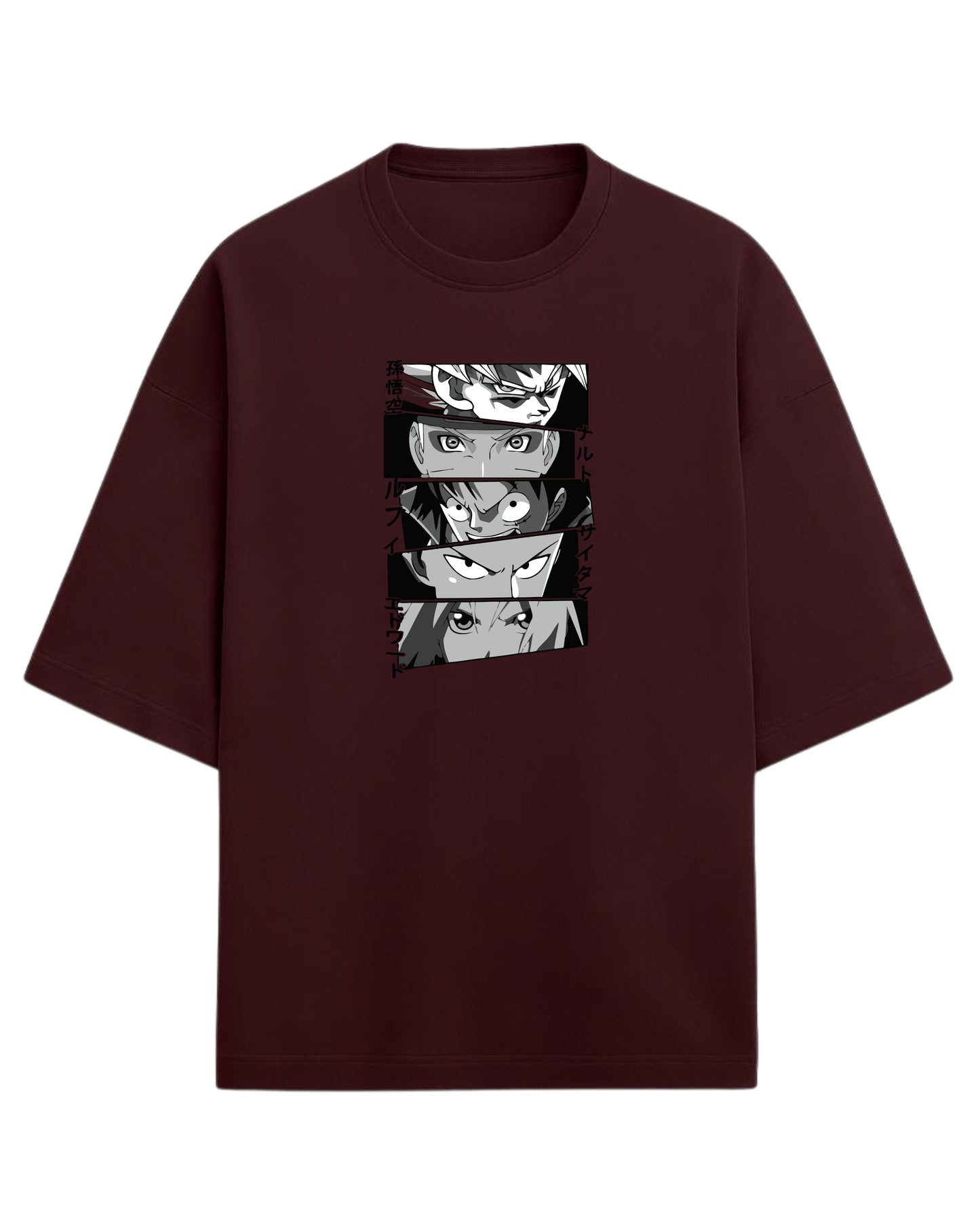Anime Legends Eyes Collage Oversized T-Shirt | Anime Legends Graphic Tee | Premium 260 GSM Cotton