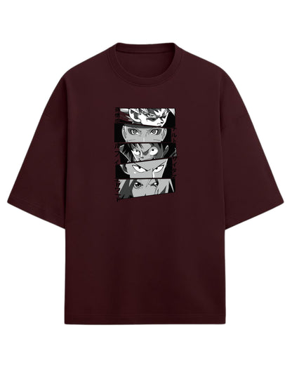 Anime Legends Eyes Collage Oversized T-Shirt | Anime Legends Graphic Tee | Premium 260 GSM Cotton