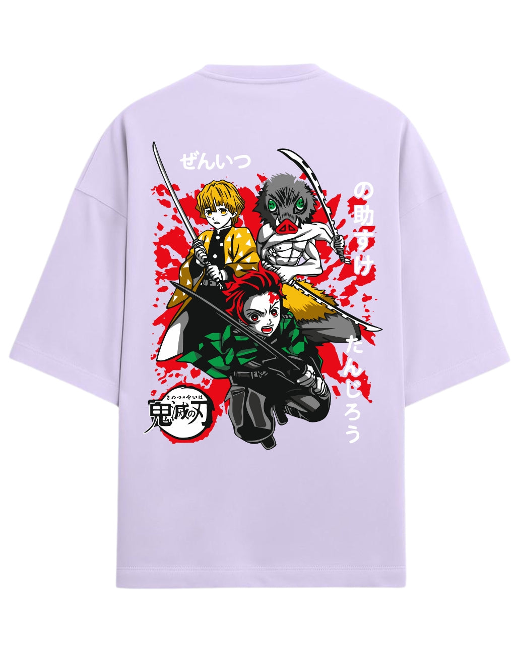 Tanjiro, Zenitsu & Inosuke Trio Oversized T-Shirt | Demon Slayer Main Trio Graphic Tee | Premium 260 GSM Cotton