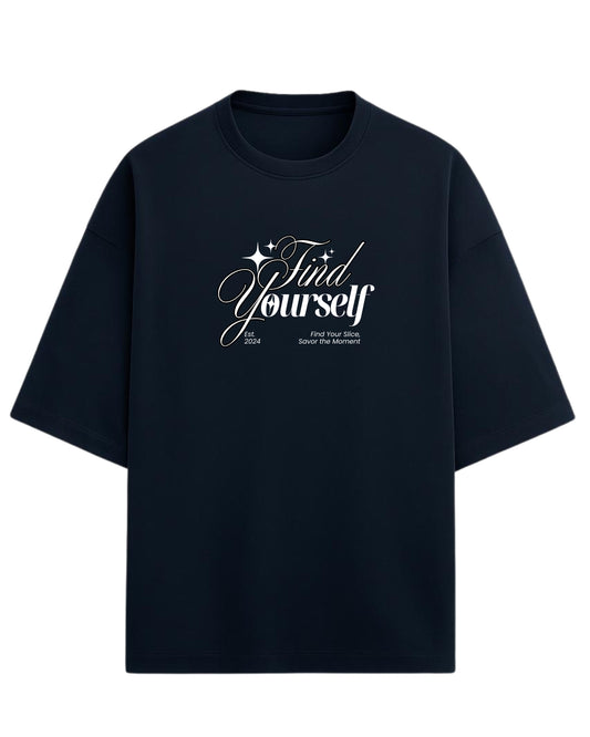 Find Yourself Oversized T-Shirt | Minimal Script Quote Graphic Tee | Premium 260 GSM Cotton