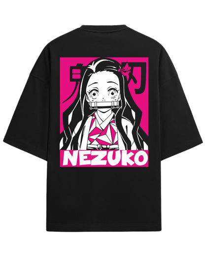 Nezuko Kamado Pink Aesthetic Oversized T-Shirt | Demon Slayer Anime Tee | Premium 260 GSM Cotton